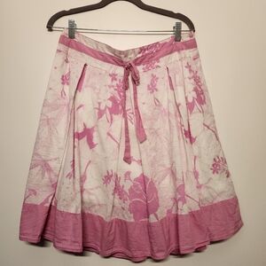 Vintage Y2K Roxy Pleated Skirt | Sz M 7 | 32.5" Waist | Pink White Floral A-Line